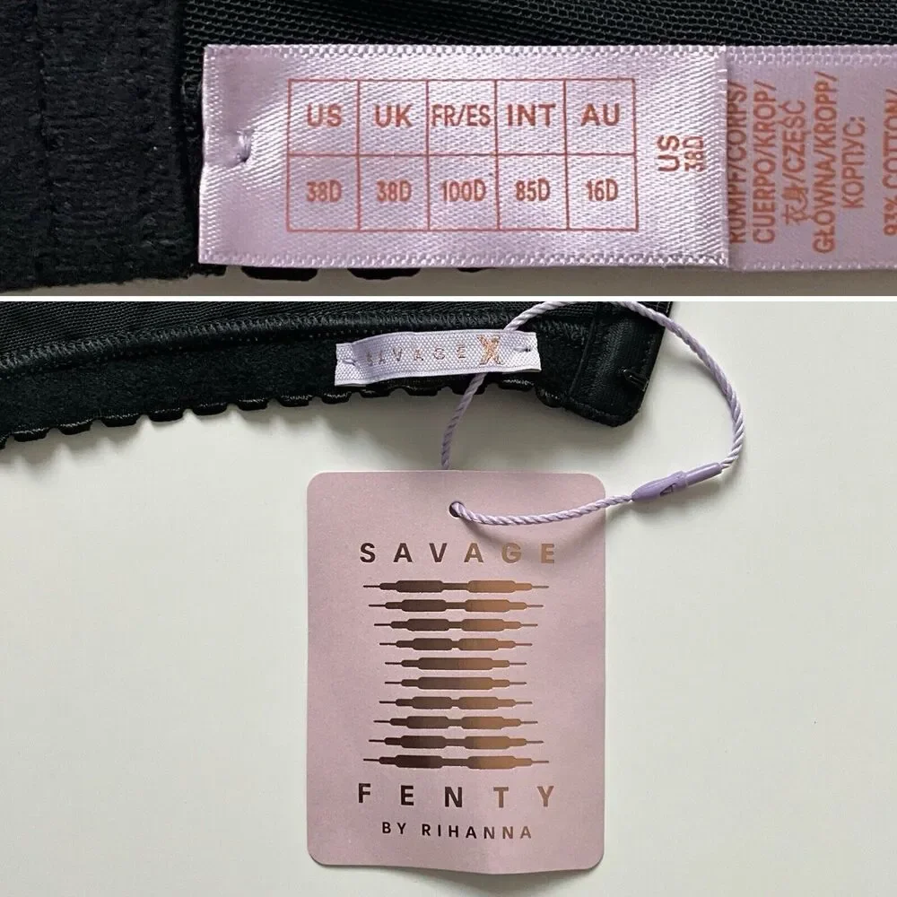 Savage X Fenty Cotton Jersey Bra 38D Black Unlined Underwire NWT